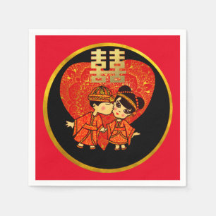 Chinese Huwelijksfeest Decoratie - Schattig KOPPEL Servet