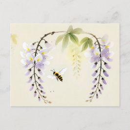 Chinese Ink Bee op Wisteria Briefkaart