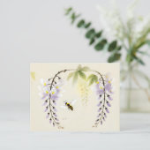 Chinese Ink Bee op Wisteria Briefkaart (Staand voorkant)
