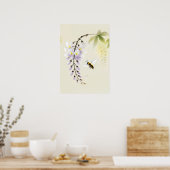 Chinese Ink Bee op Wisteria Poster (Keuken)