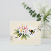 Chinese Ink Bumblebee op Rhododendron Briefkaart (Staand voorkant)