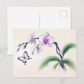 Chinese Ink Butterfly op Orchidee Briefkaart (Voorkant / Achterkant)
