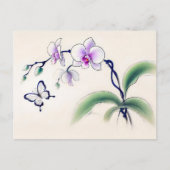 Chinese Ink Butterfly op Orchidee Briefkaart (Voorkant)