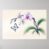 Chinese Ink Butterfly op Orchidee Poster (Voorkant)