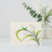 Chinese Ink Grasshopper op gras Briefkaart (Staand voorkant)