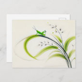 Chinese Ink Grasshopper op gras Briefkaart (Voorkant / Achterkant)