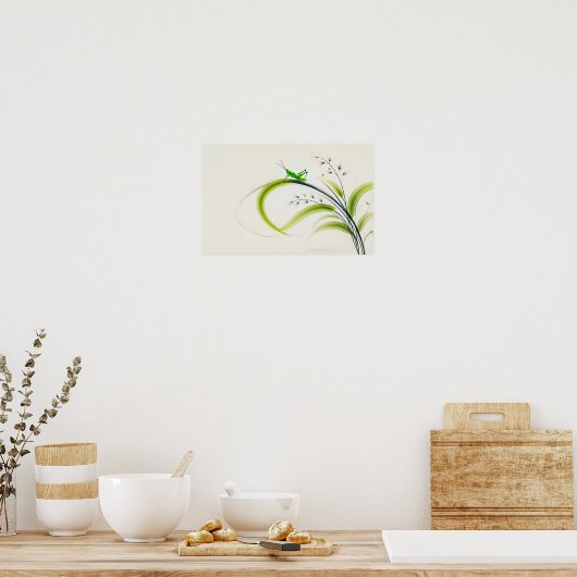 Chinese Ink Grasshopper op gras Poster (Keuken)