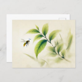 Chinese Ink Hornet op Branch Poster Briefkaart