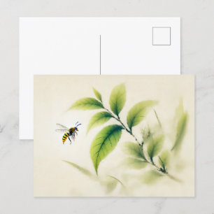 Chinese Ink Hornet op Branch Poster Briefkaart
