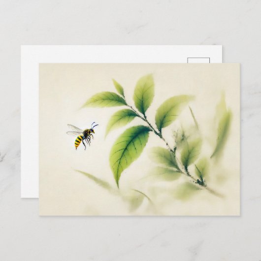 Chinese Ink Hornet op Branch Poster Briefkaart (Voorkant / Achterkant)