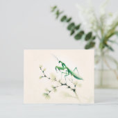 Chinese Ink Mantis op Ginkgo Briefkaart (Staand voorkant)