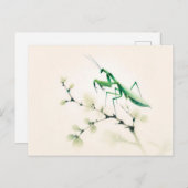 Chinese Ink Mantis op Ginkgo Briefkaart (Voorkant / Achterkant)