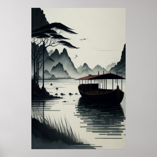 Chinese ink painting of Ninh Binh town Poster (Voorkant)