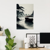 Chinese ink painting of Ninh Binh town Poster (Thuiskantoor)