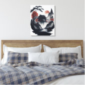 Chinese ink painting on scroll canvas afdruk (Insitu (Slaapkamer))