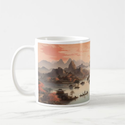 Chinese ink schildering koffiemok (Links)