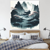 Chinese ink scroll paintings canvas afdruk (Insitu (Slaapkamer))