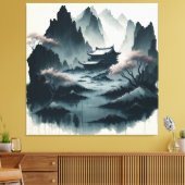 Chinese ink scroll paintings canvas afdruk (Insitu (Woonkamer))