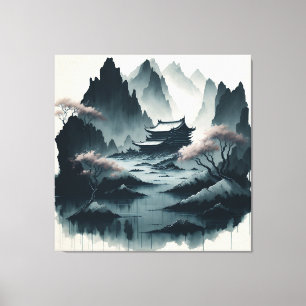 Chinese ink scroll paintings canvas afdruk