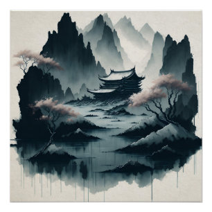 Chinese ink scroll paintings perfect poster