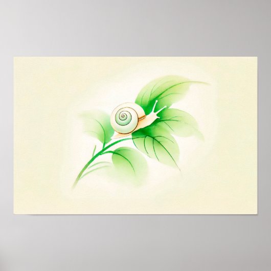Chinese Ink Snail op Branch Poster (Voorkant)