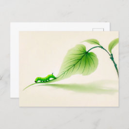 Chinese Ink vlinder rups op Linden Briefkaart