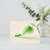 Chinese Ink vlinder rups op Linden Briefkaart (Staand voorkant)