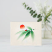 Chinese inkt lieveheersbeestje op bamboe briefkaart (Staand voorkant)