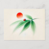 Chinese inkt lieveheersbeestje op bamboe briefkaart (Voorkant)