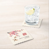 Chinese inkt schilderen bloemenvogel bruiloft kartonnen onderzetters (Insitu)