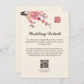 Chinese inkt schilderij bloemen bruiloft details informatiekaartje (Voorkant / Achterkant)
