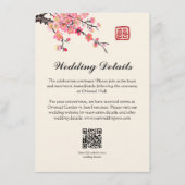 Chinese inkt schilderij bloemen bruiloft details informatiekaartje (Voorkant)