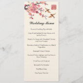Chinese inkt schilderij bloemen en vogels bruiloft menu (Voorkant)