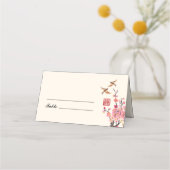 Chinese inkt schilderij bloemen vogels bruiloft plaatskaartje (Voorkant)