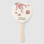 Chinese Inkt schilderij bloemen vogels bruiloft pr Handwaaier (Voorkant)