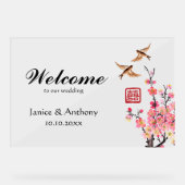 Chinese inkt schilderij bloemen vogels bruiloft we acryl bord (Voorkant)