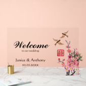 Chinese inkt schilderij bloemen vogels bruiloft we acryl bord (Huwelijk)