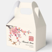 Chinese inktschildering bloemen en vogels bruiloft bedankdoosjes (Voorkant)
