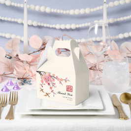 Chinese inktschildering bloemen en vogels bruiloft bedankdoosjes