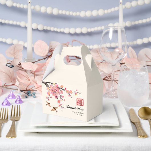 Chinese inktschildering bloemen en vogels bruiloft bedankdoosjes (Huwelijk)