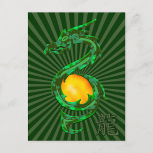 Chinese Jaar van de Draak Jade Groen Feestdagenkaart