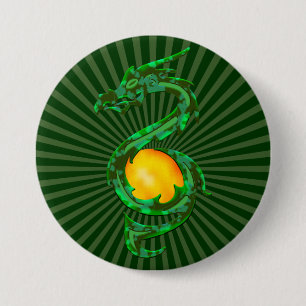 Chinese Jaar van de Draak Jade Groen Ronde Button 7,6 Cm