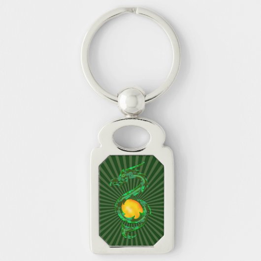 Chinese Jaar van de Draak Jade Groen Sleutelhanger (Voorkant)