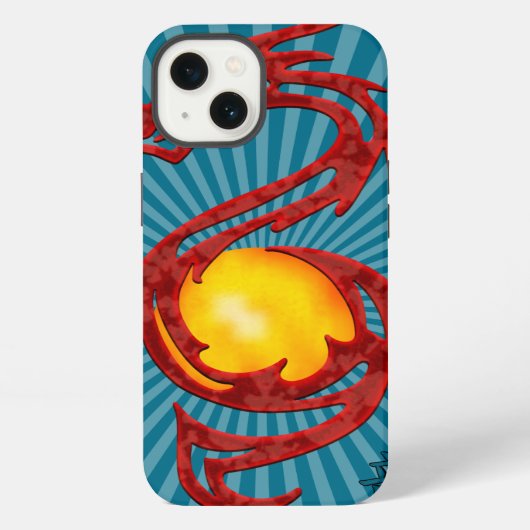 Chinese Jaar van de Draak Metaalrood iPhone Hoesje (Achterkant)