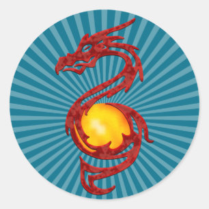 Chinese Jaar van de Draak Metaalrood Ronde Sticker