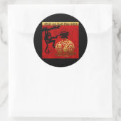 Chinese jaardierentuin met luike apen ronde sticker (Tas)