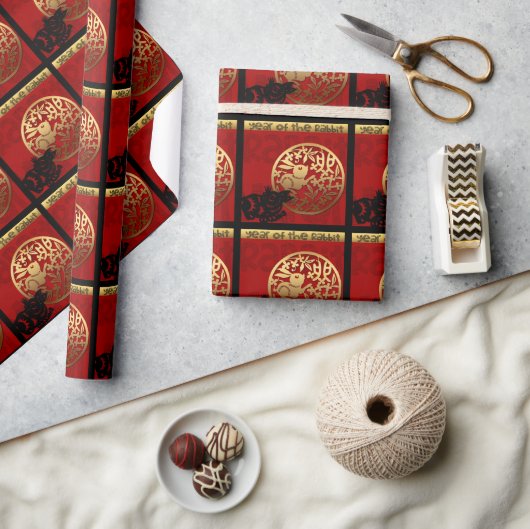 Chinese jaardierentuin van Cute Rabbit Zodiac Birt Cadeaupapier (Crafts)