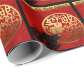 Chinese jaardierentuin van Cute Rabbit Zodiac Birt Cadeaupapier (Rol Hoek)