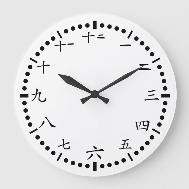Chinese Japanse cijfers witte achtergrond Grote Klok (Voorkant)
