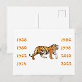 Chinese jaren van de afbeelding van de tijger briefkaart (Voorkant / Achterkant)